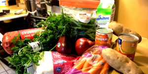 Recipe ingredients on a counter showing the variety used.